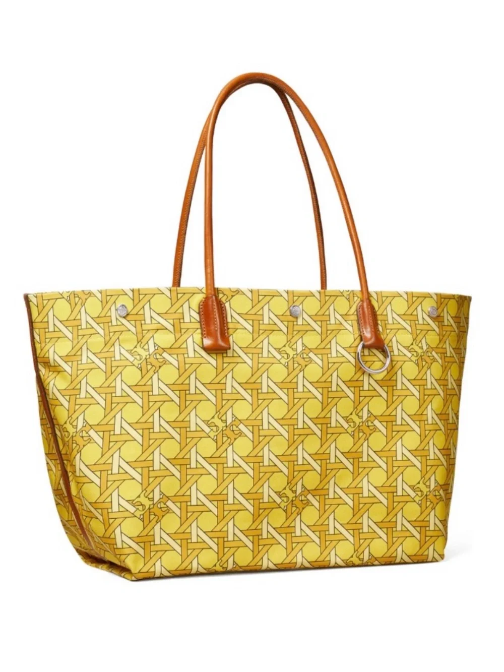 Tory Burch Canvas Basketweave Tote Saffron 700 Yellow NWT